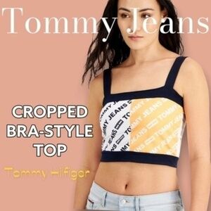 TOMMY HILFIGER Skeleton Logo Bandeau Top with Adjustable Straps NWT/Lg